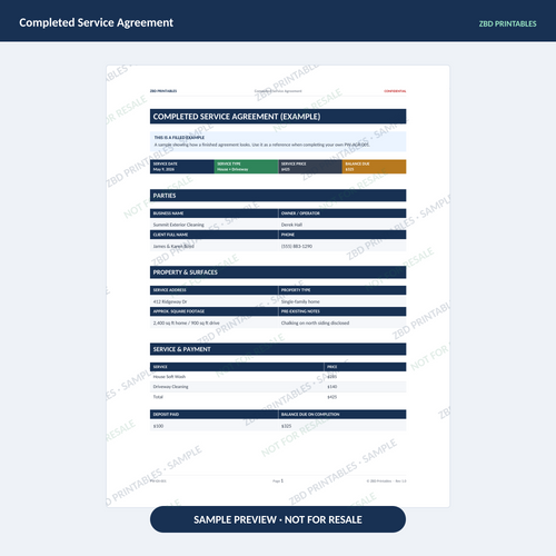 Sample page from Pressure Washing Ultimate Business System