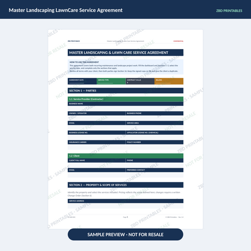 Sample page from Landscaping Ultimate Business System