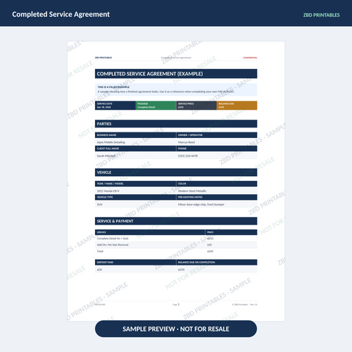 Sample page from Mobile Detailing Ultimate Business System