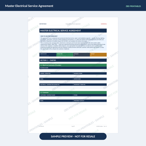 Sample page from Electrical Ultimate Business System