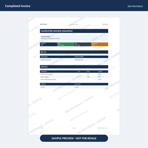 Sample page from Landscaping Ultimate Business System