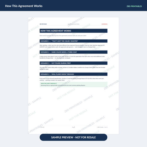 Sample page from Painting Professional Agreement Kit