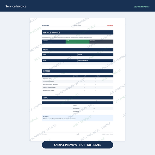 Sample page from Home Organizing Business Starter Kit