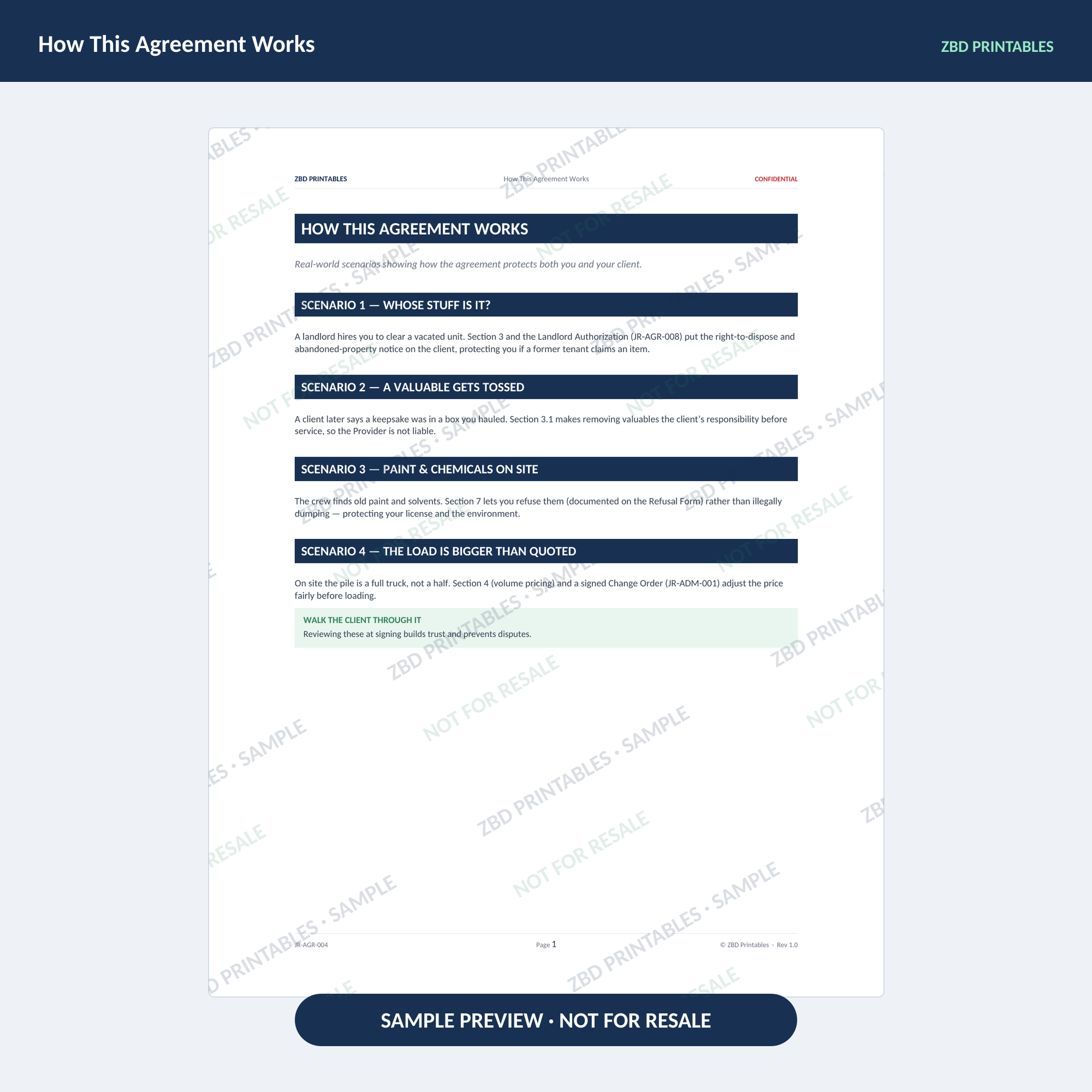 Junk Removal Professional Agreement Kit