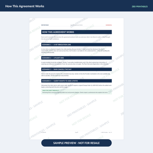 Sample page from Landscaping Professional Agreement Kit