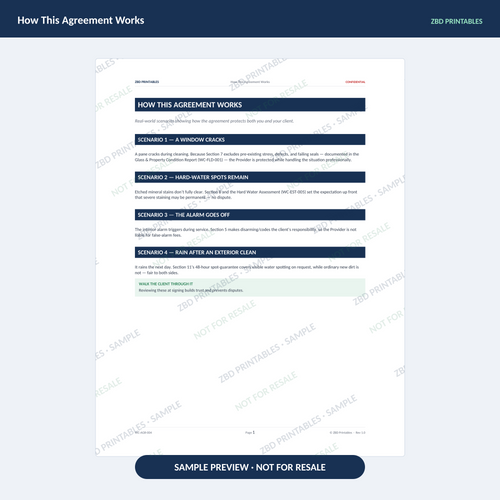 Sample page from Window Cleaning Professional Agreement Kit