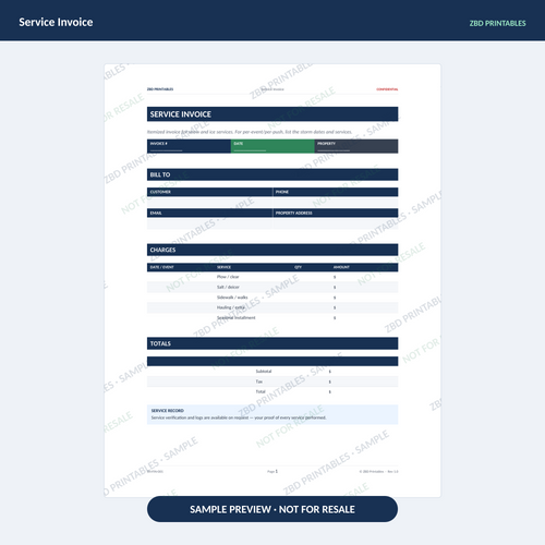 Sample page from Snow Removal Business Starter Kit