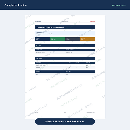 Sample page from Pool Service Ultimate Business System