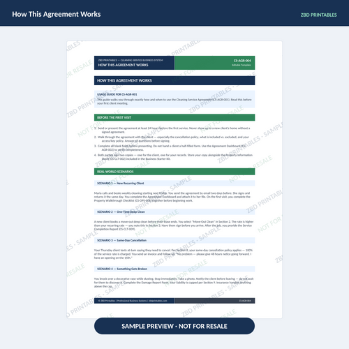 Sample page from Cleaning Professional Agreement Kit