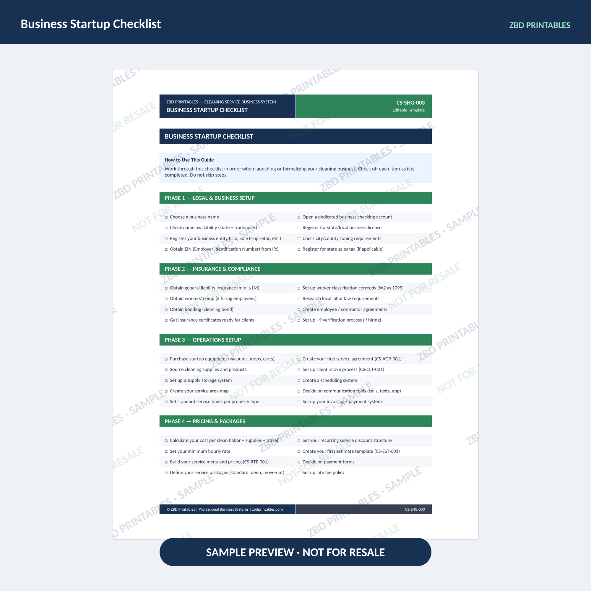 Cleaning Professional Agreement Kit