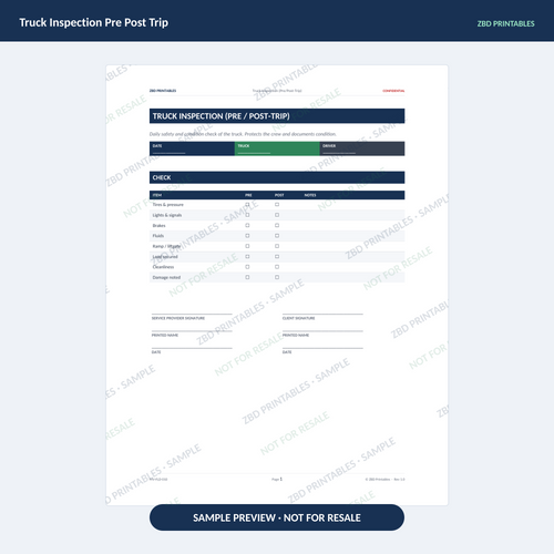 Sample page from Moving Business Starter Kit