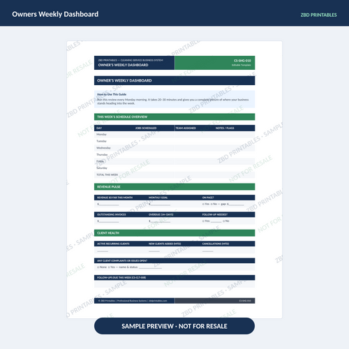 Sample page from Cleaning Ultimate Business System
