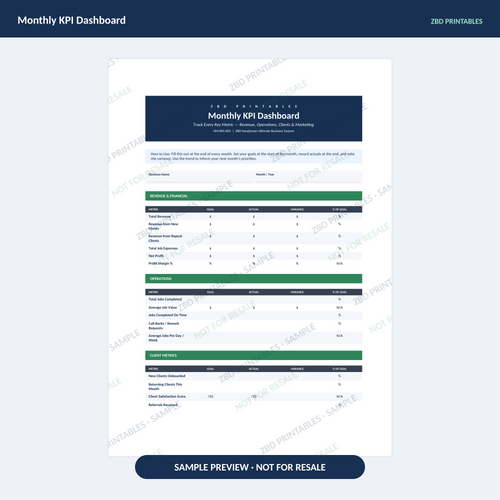 Sample page from Handyman Ultimate Business System