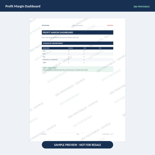 Sample page from Auto Repair Ultimate Business System