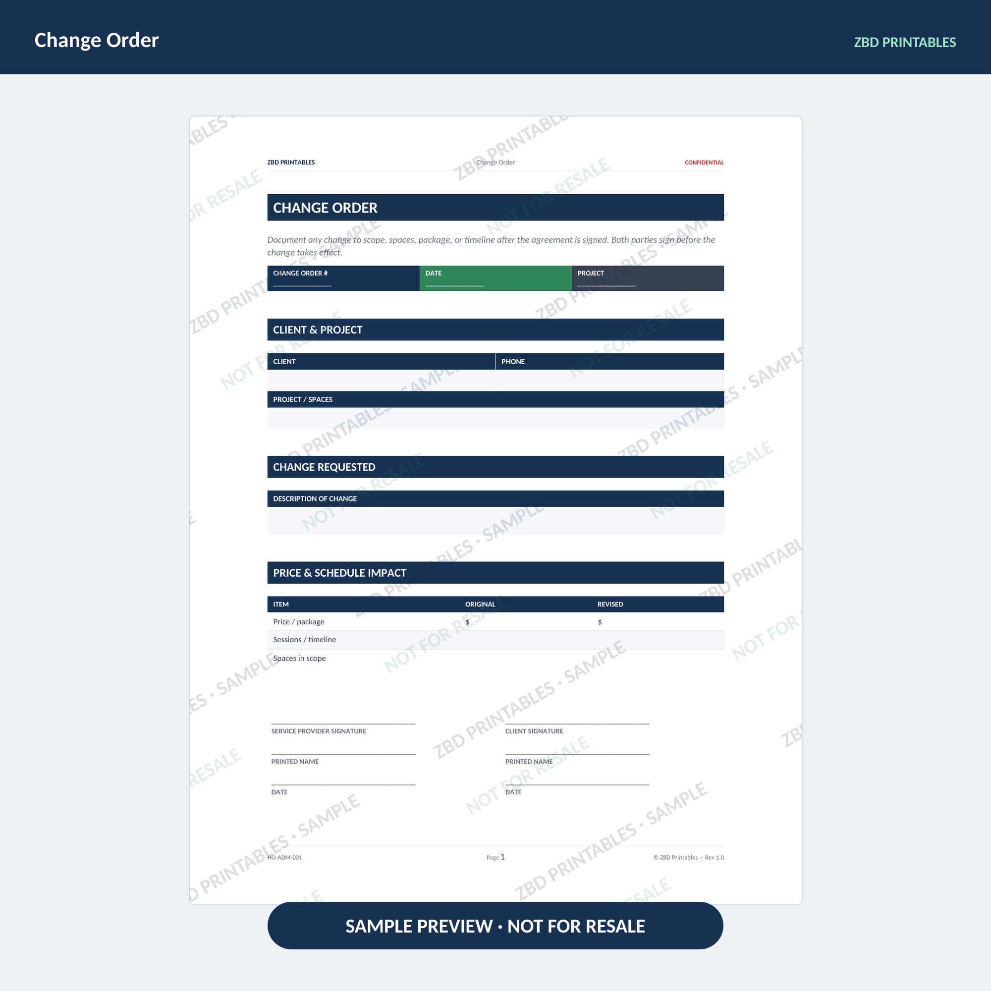 Home Organizing Professional Agreement Kit