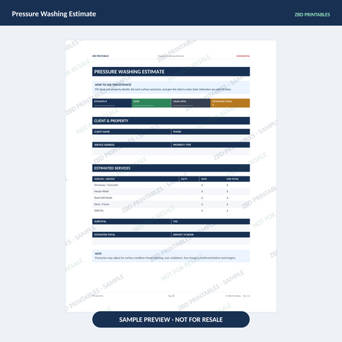 Sample page from Pressure Washing Ultimate Business System