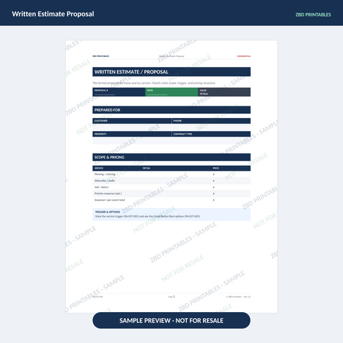 Sample page from Snow Removal Ultimate Business System