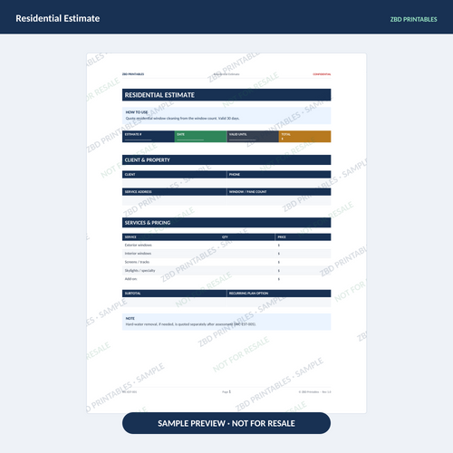 Sample page from Window Cleaning Business Starter Kit