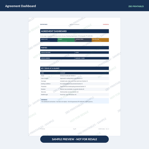 Sample page from Painting Professional Agreement Kit
