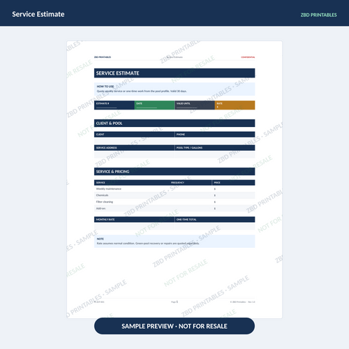 Sample page from Pool Service Business Starter Kit