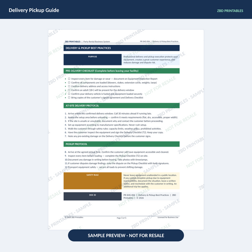 Sample page from Party Rentals Professional Agreement Kit