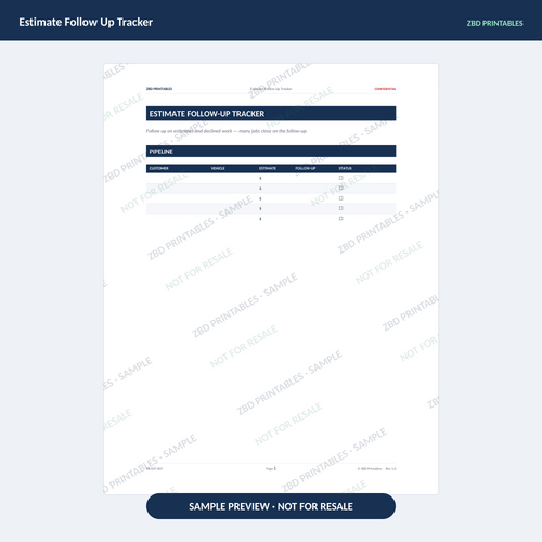 Sample page from Auto Repair Ultimate Business System
