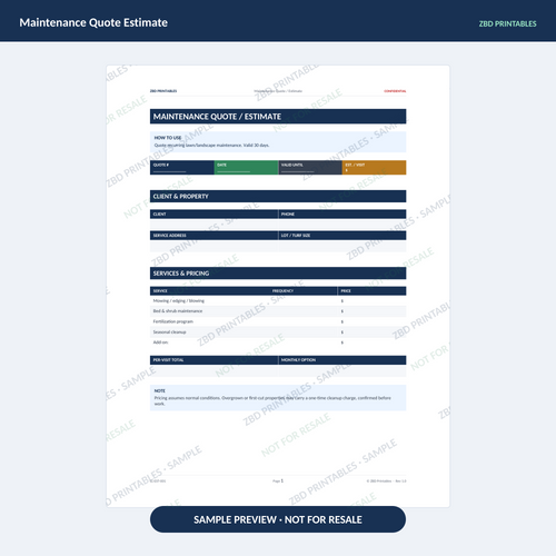 Sample page from Landscaping Ultimate Business System