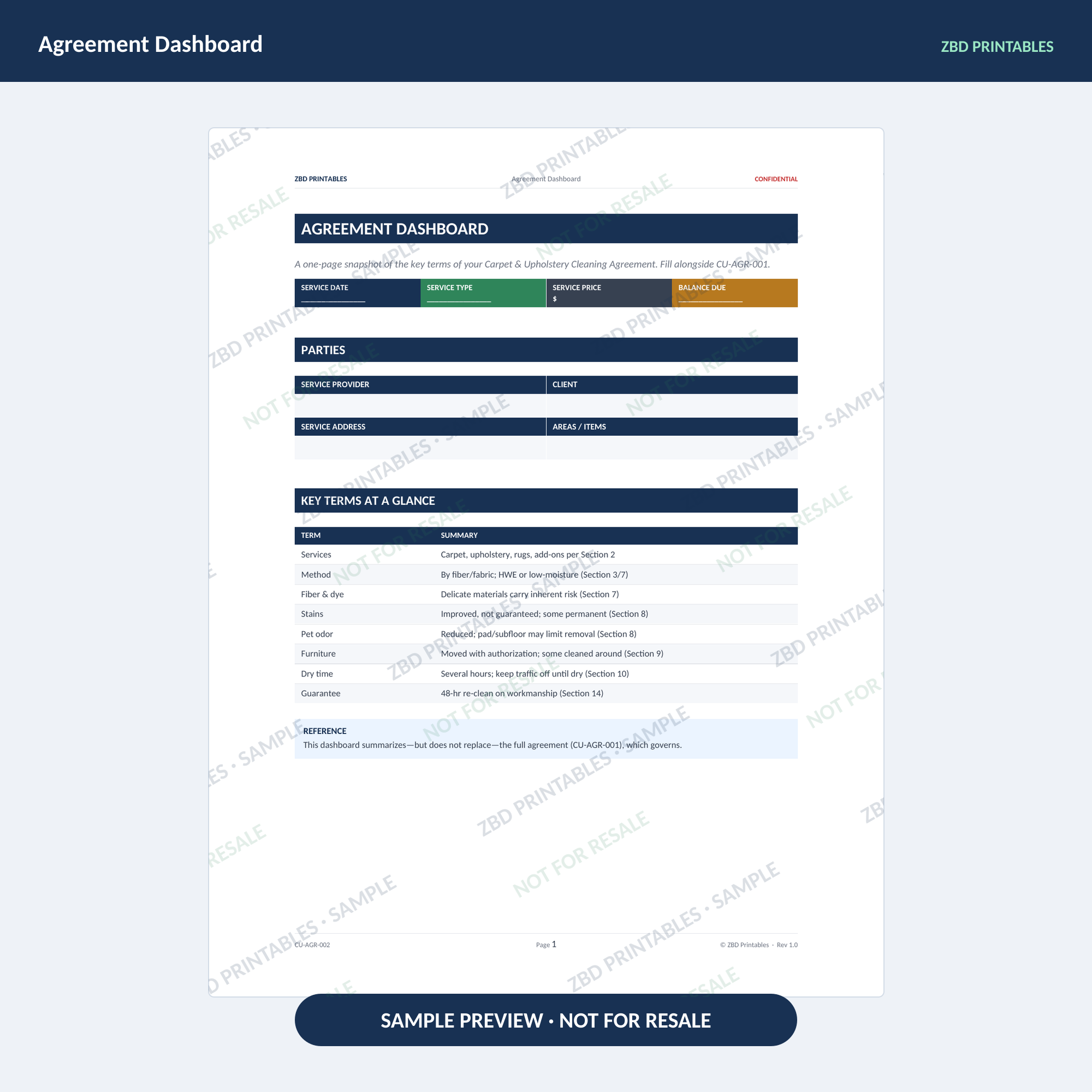 Carpet Cleaning Professional Agreement Kit