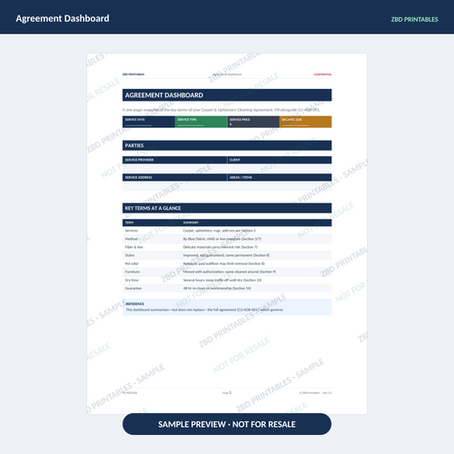 Sample page from Carpet Cleaning Professional Agreement Kit