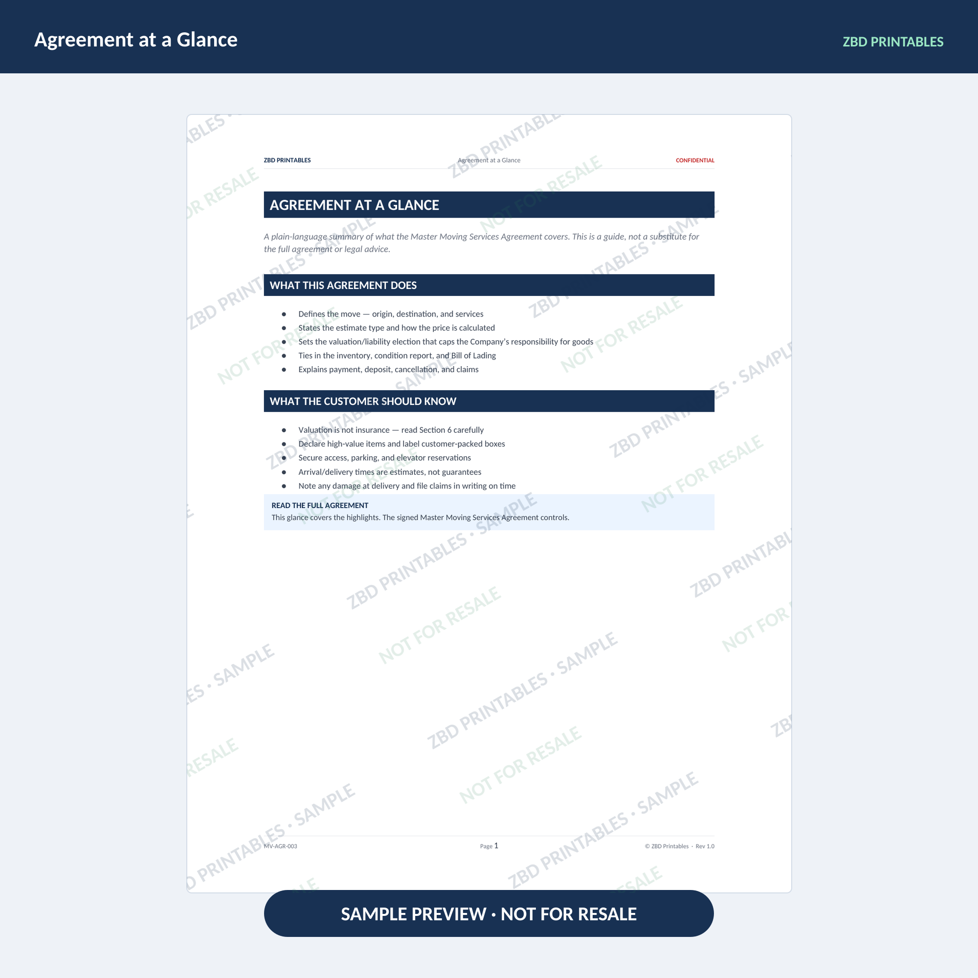 Moving Professional Agreement Kit