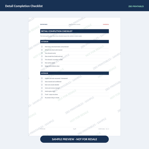Sample page from Mobile Detailing Business Starter Kit