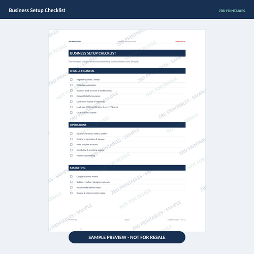 Sample page from Painting Business Starter Kit
