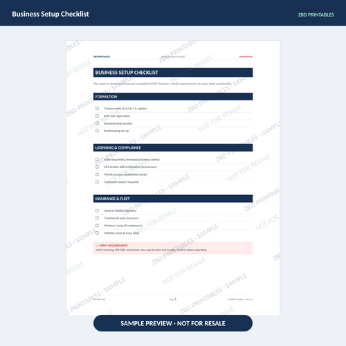 Sample page from HVAC Ultimate Business System