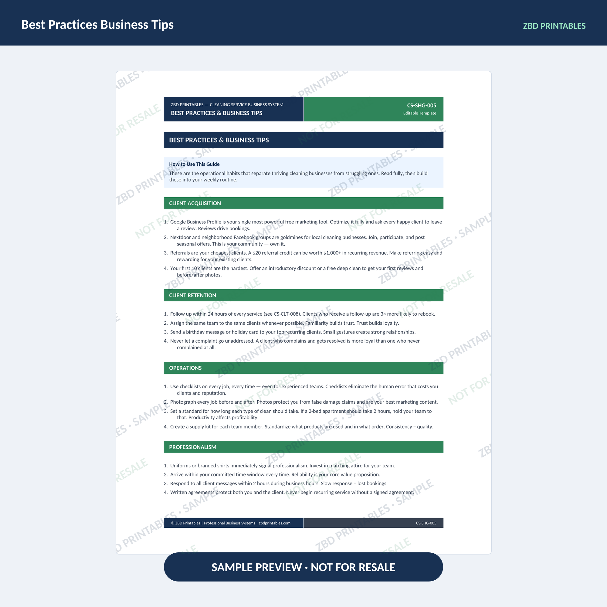 Cleaning Professional Agreement Kit