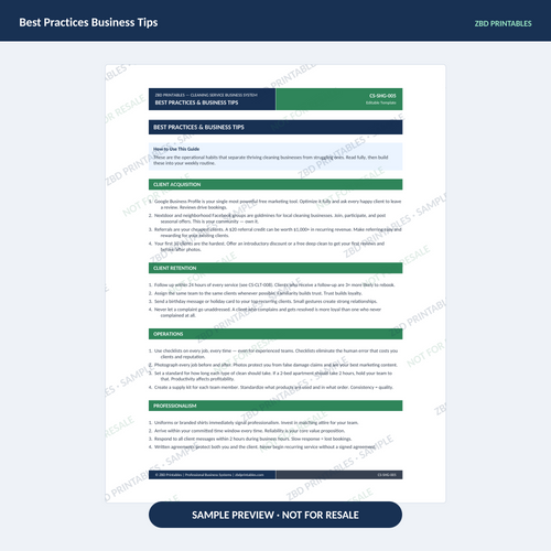 Sample page from Cleaning Professional Agreement Kit