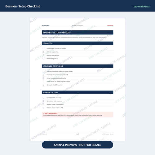 Sample page from Electrical Ultimate Business System