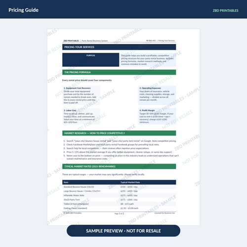 Sample page from Party Rentals Professional Agreement Kit