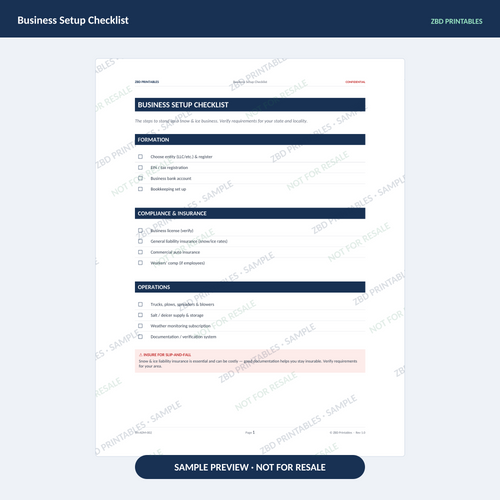 Sample page from Snow Removal Business Starter Kit