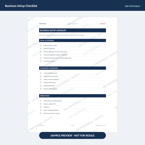 Sample page from Pest Control Business Starter Kit
