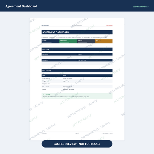 Sample page from Snow Removal Professional Agreement Kit