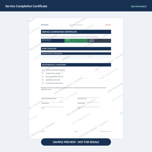 Sample page from Junk Removal Professional Agreement Kit