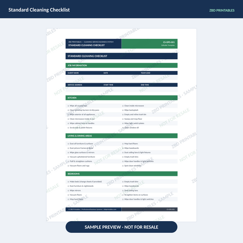 Sample page from Cleaning Business Starter Kit
