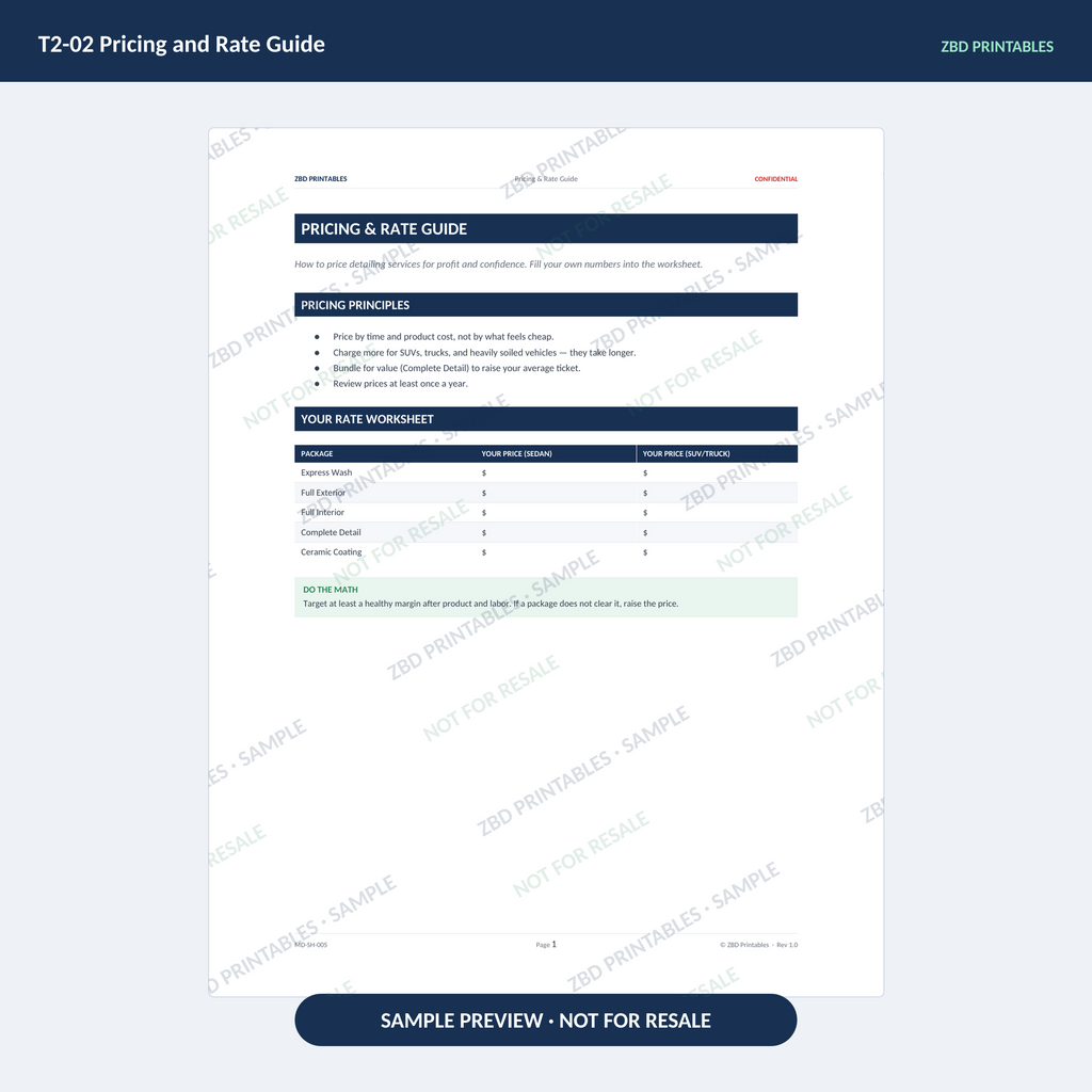 Mobile Detailing Professional Agreement Kit