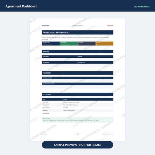Sample page from HVAC Professional Agreement Kit