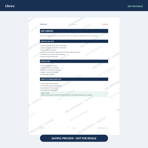 Sample page from HVAC Ultimate Business System