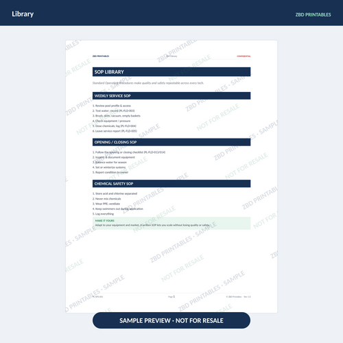 Sample page from Pool Service Ultimate Business System