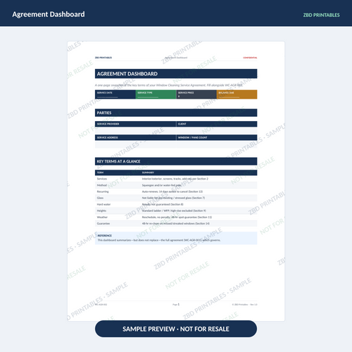 Sample page from Window Cleaning Professional Agreement Kit