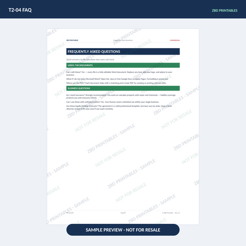 Sample page from Pressure Washing Professional Agreement Kit