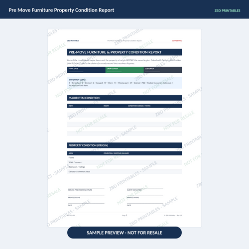 Sample page from Moving Professional Agreement Kit