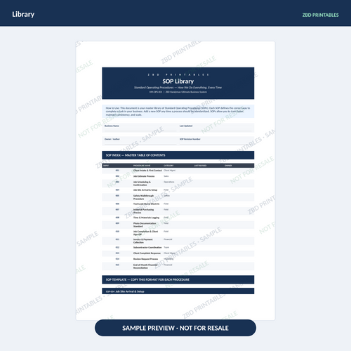 Sample page from Handyman Ultimate Business System